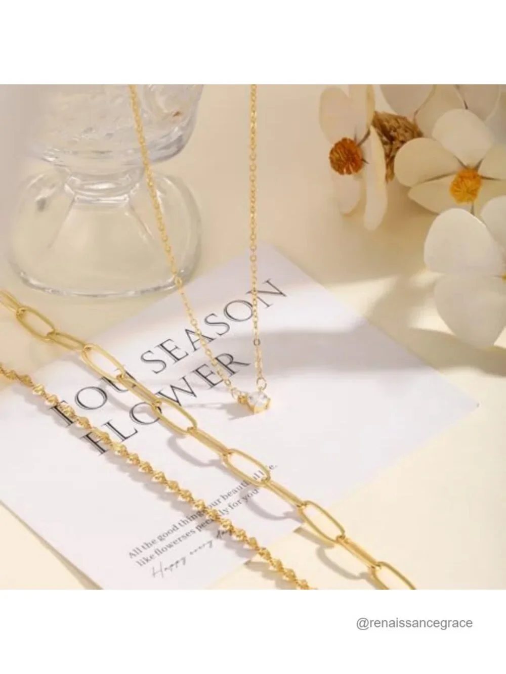 3PCS Layered Gold Plated Necklace Set Dainty Waterproof Choker for Women